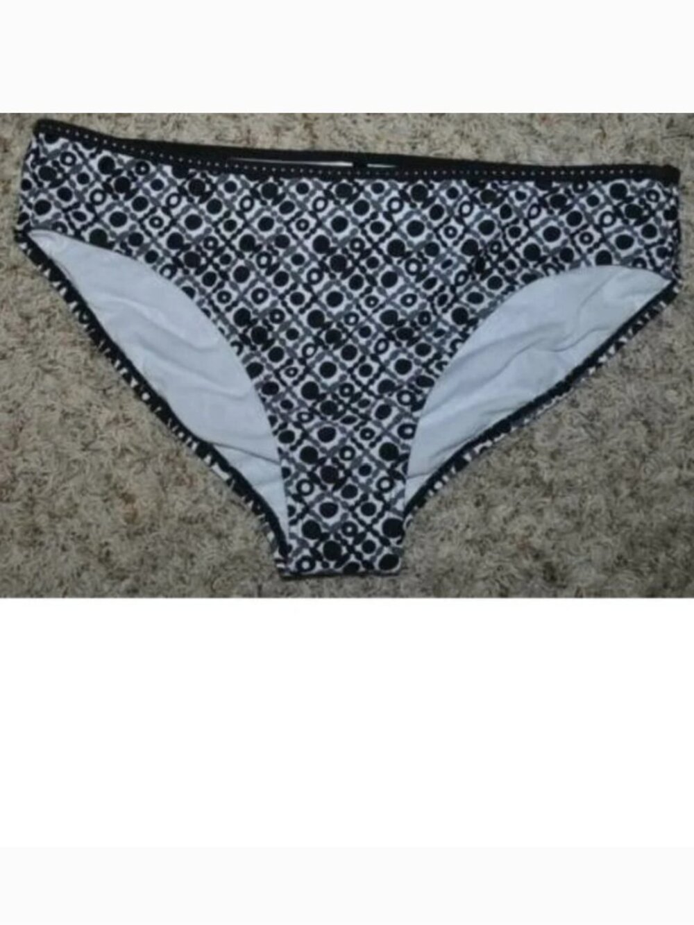 Daisy Fuentes Bikini Bottoms Womens 14 Black White Gray Studded Hipster Swimsuit